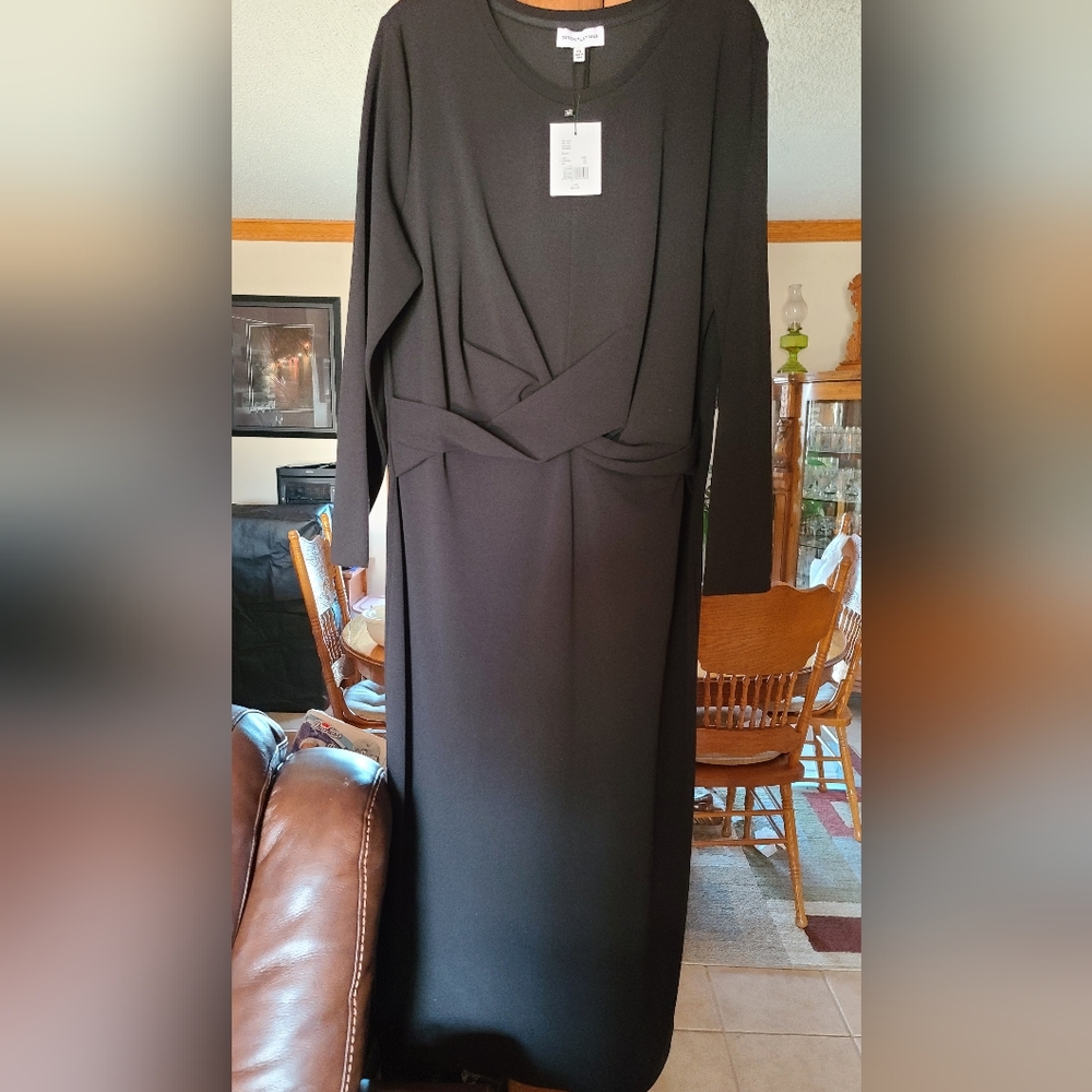 Gibson And Latimer Long Sleeve Long Black Dress Size XXL